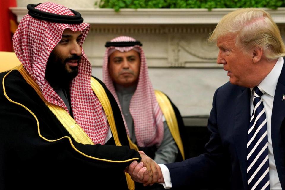 Crown Prince Mohammed bin Salman with Donald Trump in Washington this year (Reuters)