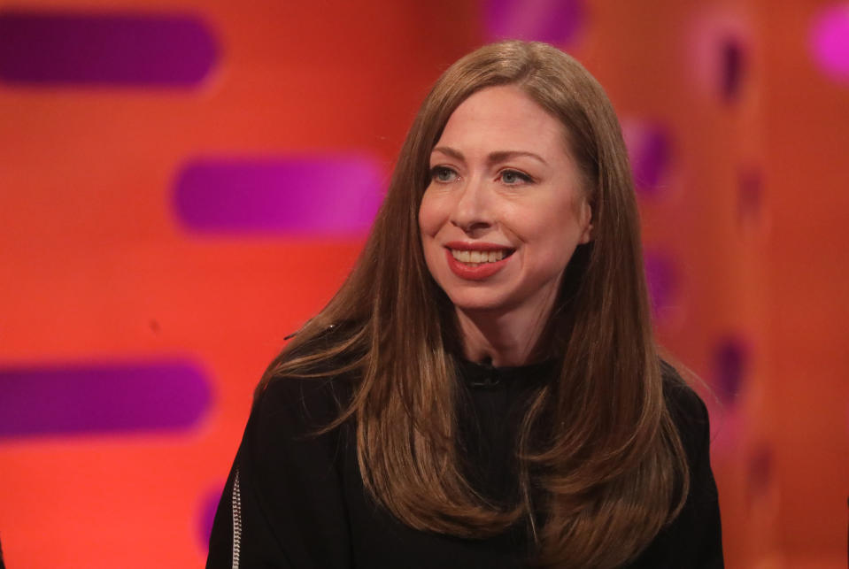 Chelsea Clinton during the filming for the Graham Norton Show at BBC Studioworks 6 Television Centre, Wood Lane, London, to be aired on BBC One on Friday evening. (Photo by Isabel Infantes/PA Images via Getty Images)