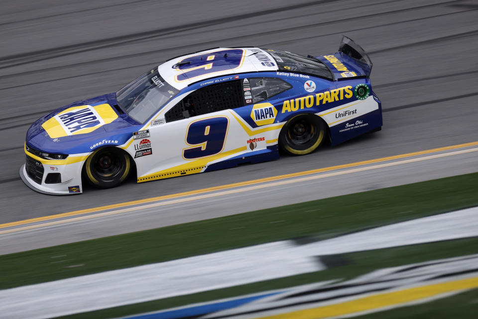 DAYTONA BEACH, FLORIDA - FEBRUARY 13: Chase Elliott, driver of the #9 NAPA Auto Parts Chevrolet, drives during practice for the NASCAR Cup Series 63rd Annual Daytona 500 at Daytona International Speedway on February 13, 2021 in Daytona Beach, Florida. (Photo by Jared C. Tilton/Getty Images)