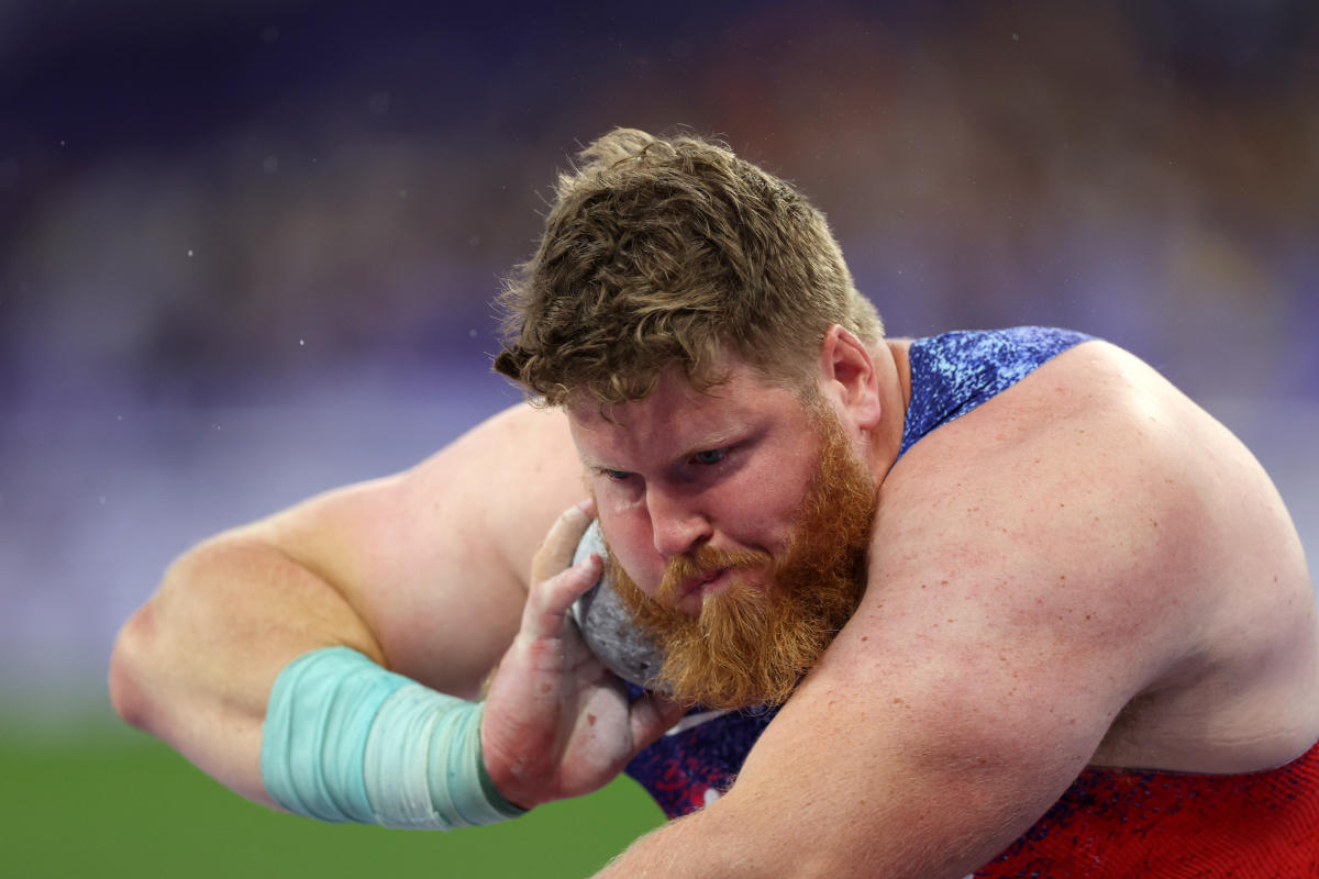 Paris Olympics: American Ryan Crouser becomes first man to win three straight Olympic shot put gold medals; U.S. also takes silver