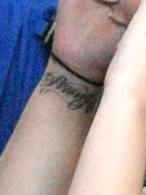 Tattoo on Demi Lovato's left wrist. (Hot Shots Worldwide/Splash)