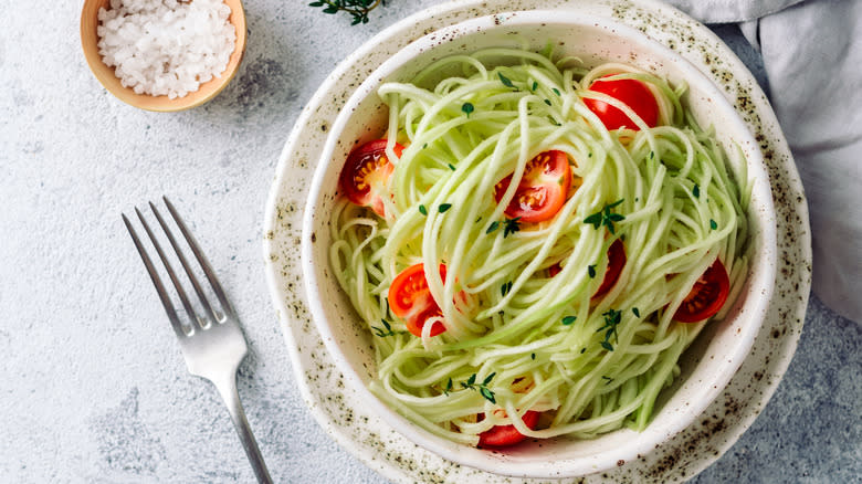 zoodles with cherry tomatoes