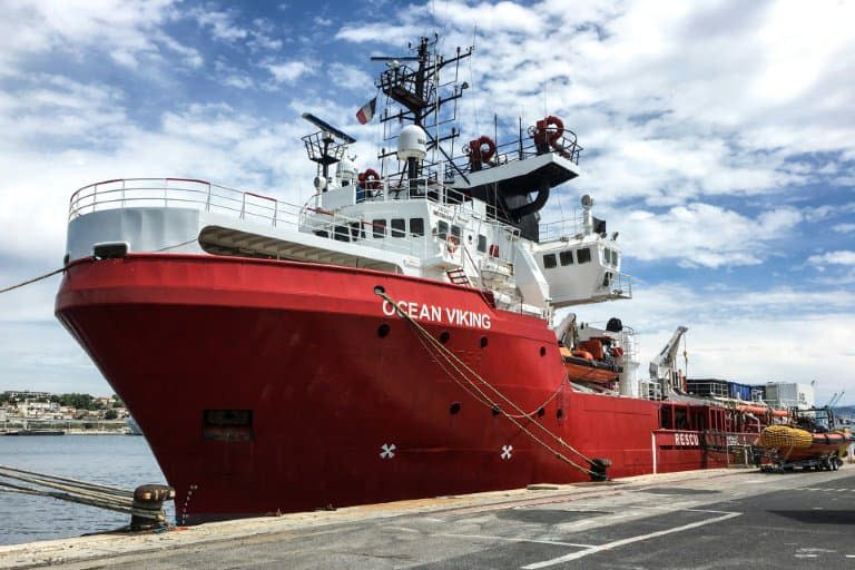 L'Ocean Viking de l'ONG SOS Méditerranée dans le port de Marseille, le 18 juin 2020 - Shahzad ABDUL © 2019 AFP