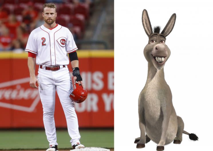 Zack Cozart will get a donkey from Joey Votto if he makes the All-Star team. (AP)