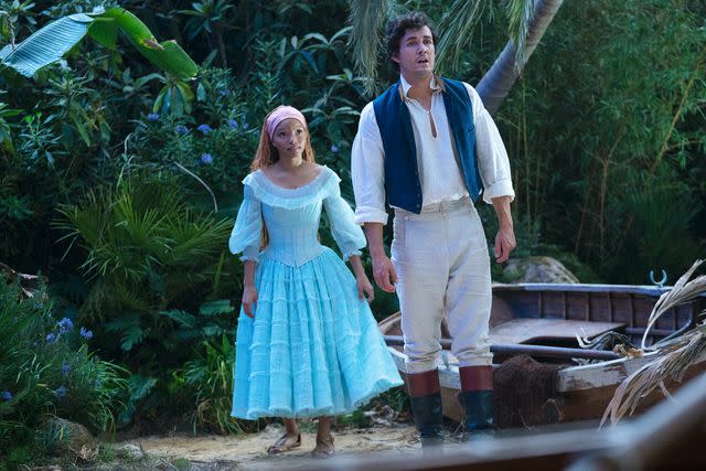 <p>Giles Keyte/Disney Enterprises, Inc.</p> Halle Bailey and Jonah Hauer-King in 'The Little Mermaid'
