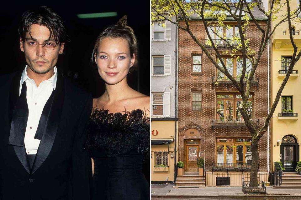 <p>K.Mazur/WireImage; Real Estate Production Network/Compass</p> Johnny Depp and Kate Moss, townhouse