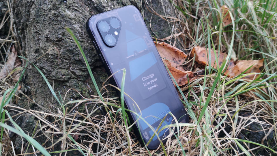 The Fairphone 5 on the ground