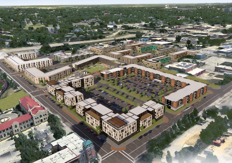 A digital rendering shows a potential design for the new Parade Park Homes development on Kansas City’s East Side. Once a historic Black-owned housing cooperative, the neighborhood was sold to two real estate developers on Monday, March 11, 2024.