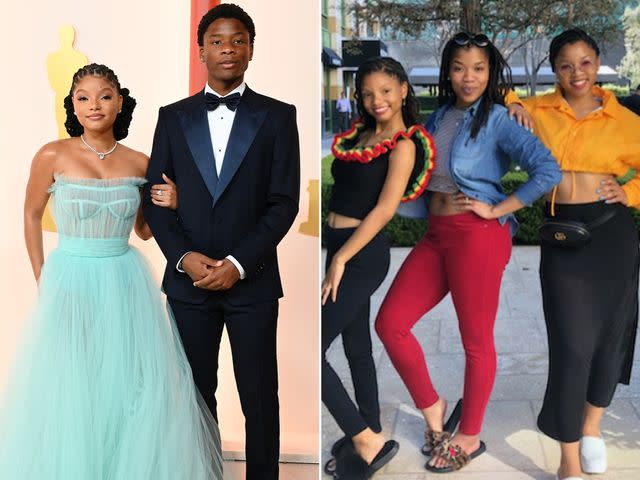 <p>Gilbert Flores/Variety/Getty ; Ski Bailey Instagram</p> Halle Bailey with her brother Branson Bailey at the 95th Annual Academy Awards in March 2023 in Los Angeles, California. ; Halle Bailey with her sisters Chloe and Ski