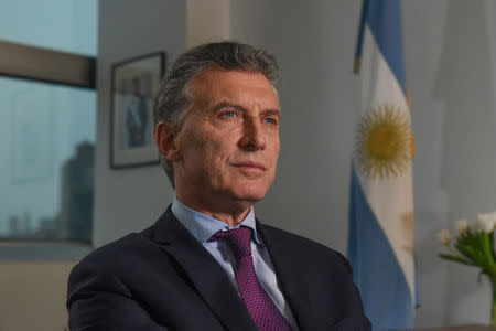 Argentine President Mauricio Macri speaks during an interview with Reuters in New York, NY, U.S. November 7, 2017. REUTERS/Stephanie Keith
