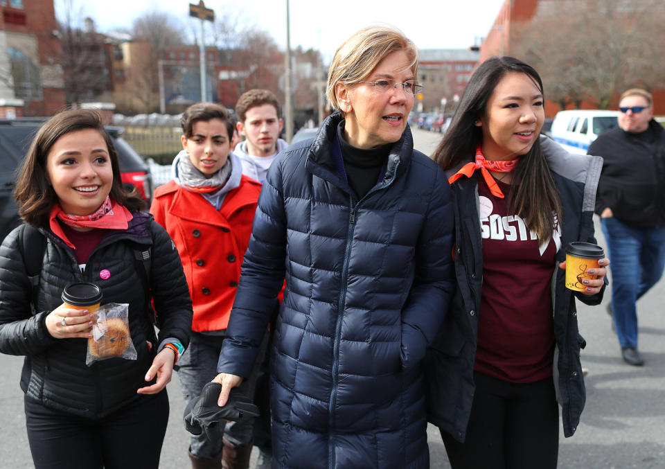 Sen. Elizabeth Warren, a 2020 Democratic presidential candidate, participated in the March for Our Lives in March 2018. She just released a plan to cut violent gun deaths by four-fifths. (Photo: John Tlumacki/The Boston Globe via Getty Images)