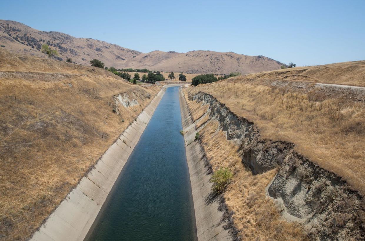 <span class="caption">California has been through two straight year of drought, and water supplies are limited.</span> <span class="attribution"><a class="link " href="https://www.gettyimages.com/detail/news-photo/portion-of-the-152-mile-friant-kern-canal-an-aqueduct-to-news-photo/1328043632" rel="nofollow noopener" target="_blank" data-ylk="slk:George Rose/Getty Images;elm:context_link;itc:0;sec:content-canvas">George Rose/Getty Images</a></span>