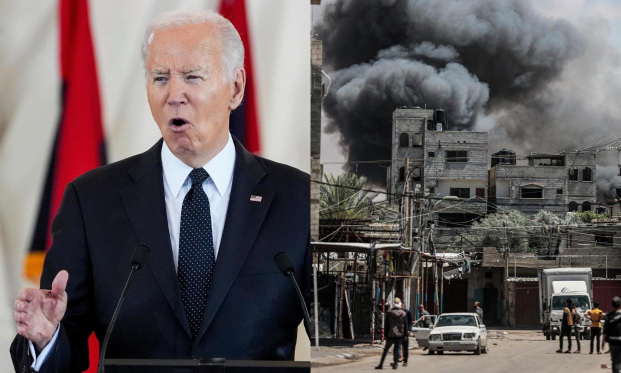 <span>Joe Biden reaffirmed his commitment to Israel despite ongoing protests across US campuses over Israel’s war on Gaza.</span><span>Composite: AP, Anadolu via Getty Images</span>