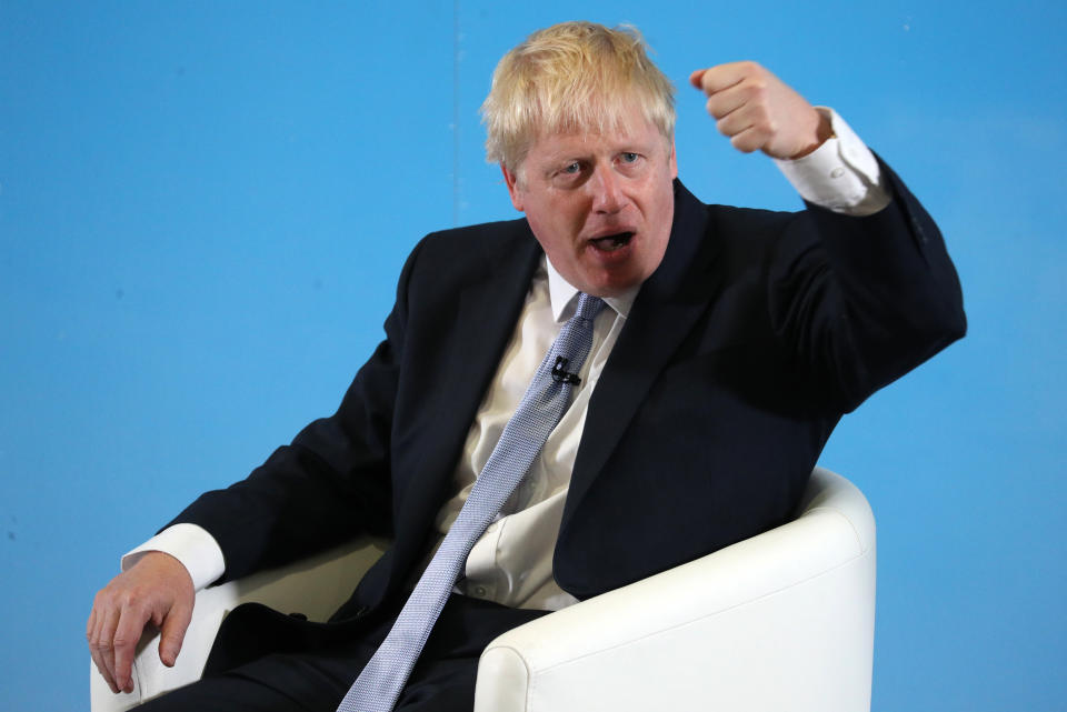 Conservative party leadership contender Boris Johnson speaking in Exeter during a Tory leadership hustings.