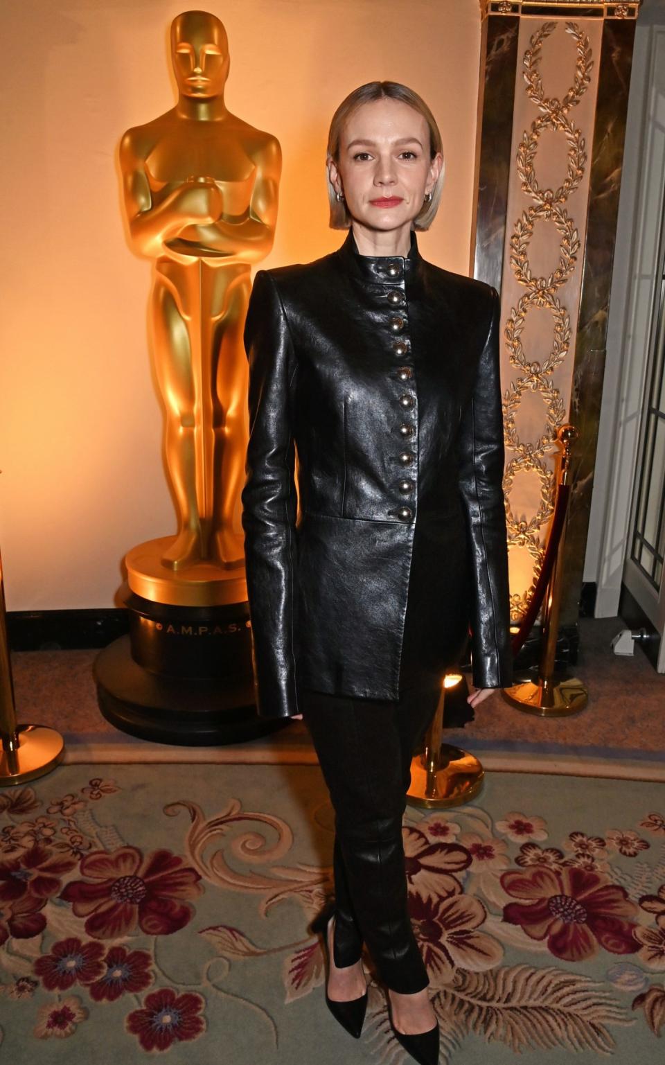 Carey Mulligan wearing Khaite to the Oscars Nominees Reception at The Dorchester on 17 Feb