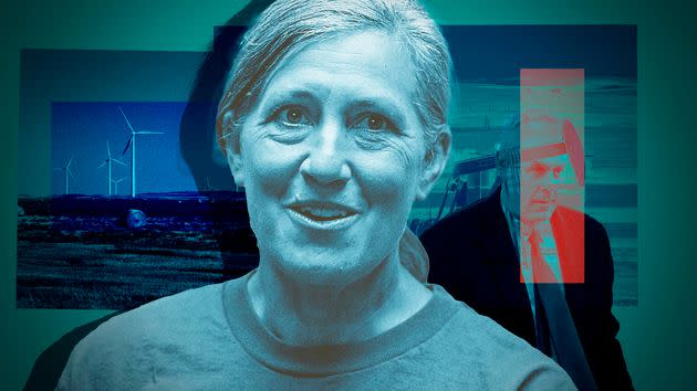 Democrat Monica Tranel, an environmental lawyer and two-time Olympic rower, is running for a U.S. House seat against Donald Trump's former interior secretary, Ryan Zinke. (Photo: Illustration: Damon Dahlen/HuffPost; Photos: Getty)