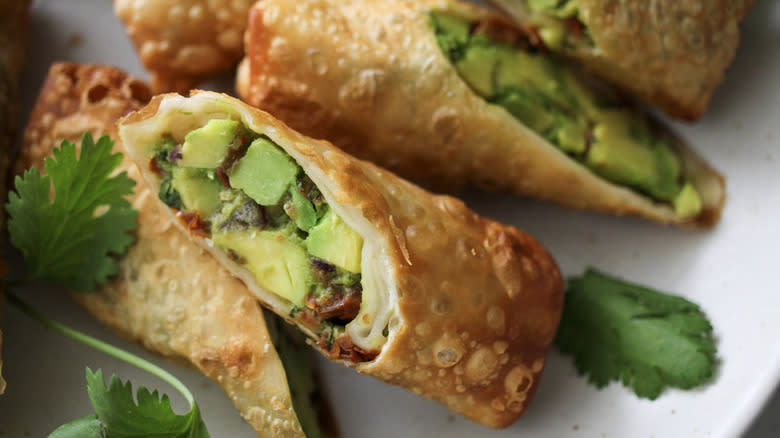 egg rolls with avocado filling