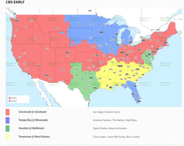 NFL Week 1 broadcast maps