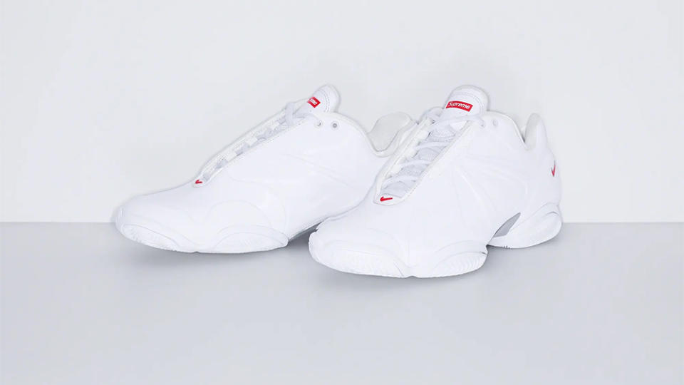 The Supreme x Nike Courtposite in white