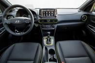 <p>The interior of the Kona is as well designed as the exterior, but space is at a premium. Apple CarPlay and Android Auto are standard along with automatic emergency braking and a lane keeping warning system. There’s even an optional head-up display if you like such systems.<br></p>