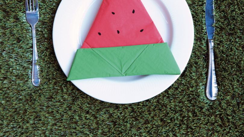 watermelon slice napkin folded