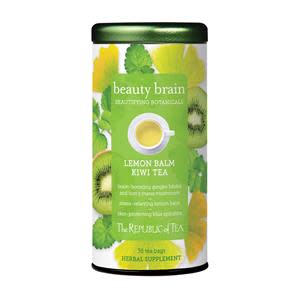 Beauty Brain™ features notes of sweet kiwi and calming lemon balm, which has potential to reduce stress and anxiety while boosting cognitive function.* Other cognition-supporting ingredients include Lion’s Mane mushroom, an adaptogen used in traditional Chinese medicine to support brain health, protect against dementia, and relieve mild symptoms of depression and anxiety*; and Ginkgo Biloba, which has also been used for thousands of years in traditional Chinese medicine to treat mental health conditions and fatigue.*