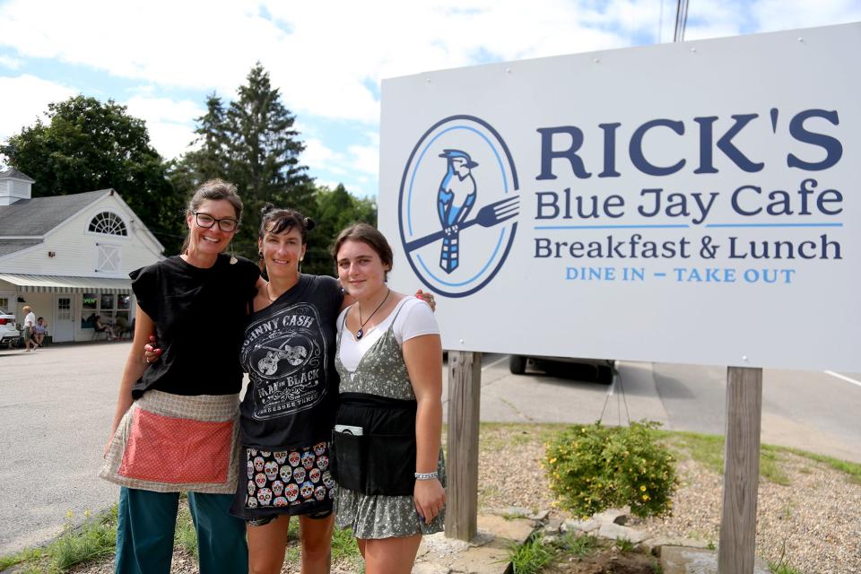Owner Veronica Gould, left, with servers Jesse Kelley, center, and Kya Talley at the newly rebranded Rick's Blue Jay Cafe in York, Maine, Wednesday, Aug. 3, 2022.