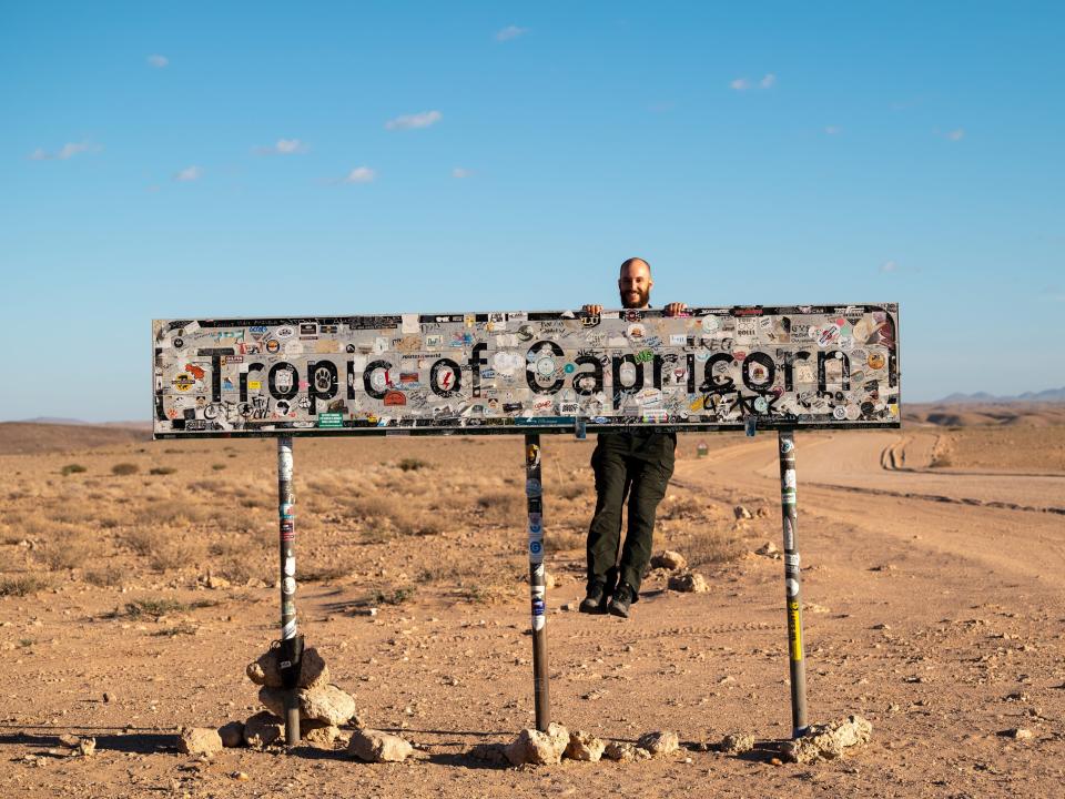 A sign of the Tropic of Capricorn in the Namib Desert.