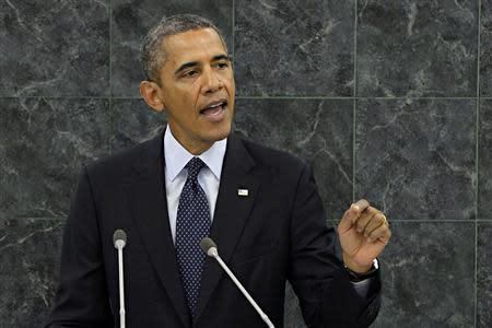 United States President Barack Obama addresses the 68th United Nations General Assembly in New York, September 24, 2013. REUTERS/Andrew Burton/Pool