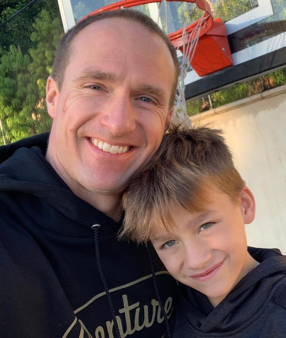 Drew Brees and his son Callen