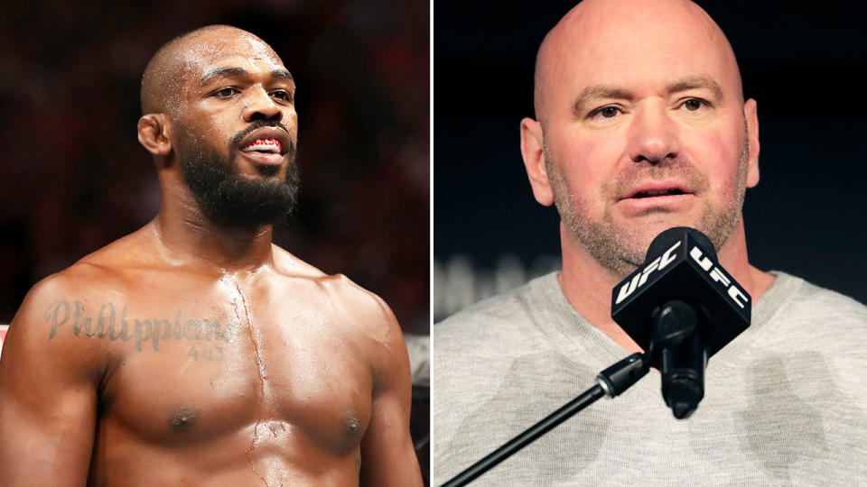 Pictured here, UFC star Jon Jones and president Dana White.