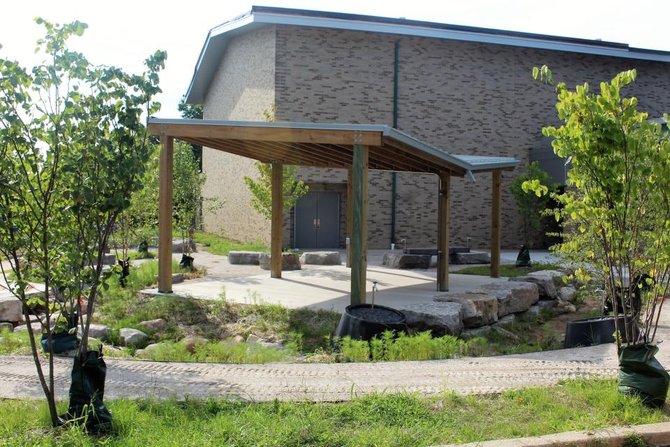 The new covered outdoor classroom area at Douglas Elementary School.