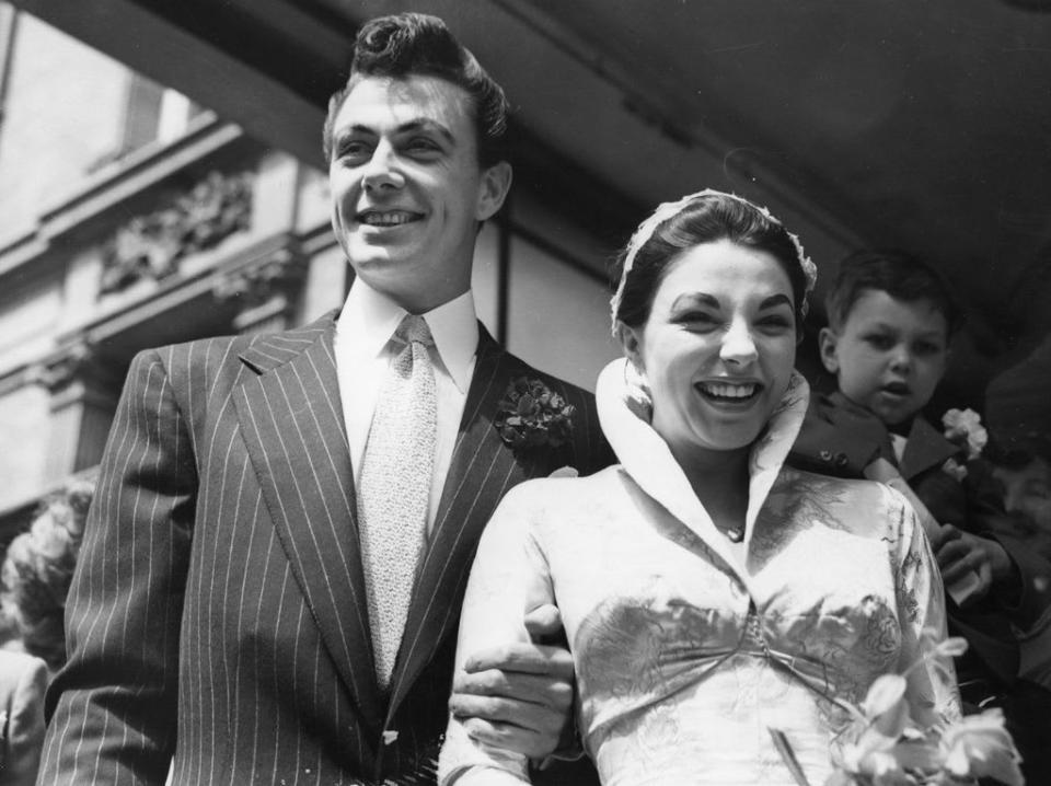 Actress Joan Collins on the day of her wedding to husband actor Maxwell Reed.(Photo by Ron Case/Getty Images)