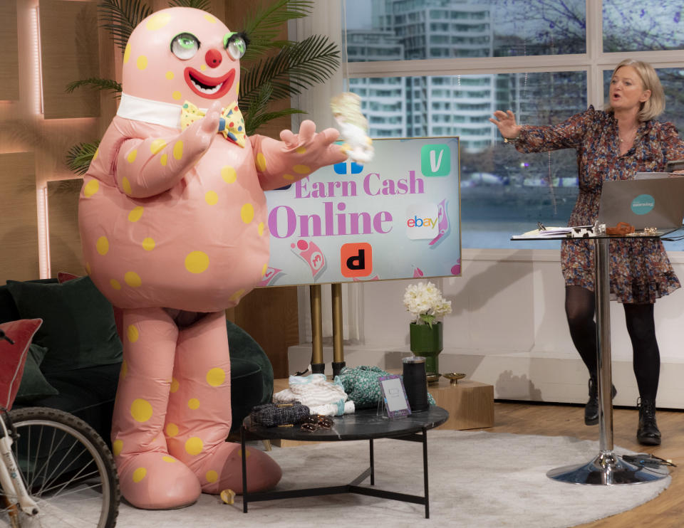 Mr Blobby and Alice Beer on This Morning. (Ken McKay/ITV/Shutterstock)