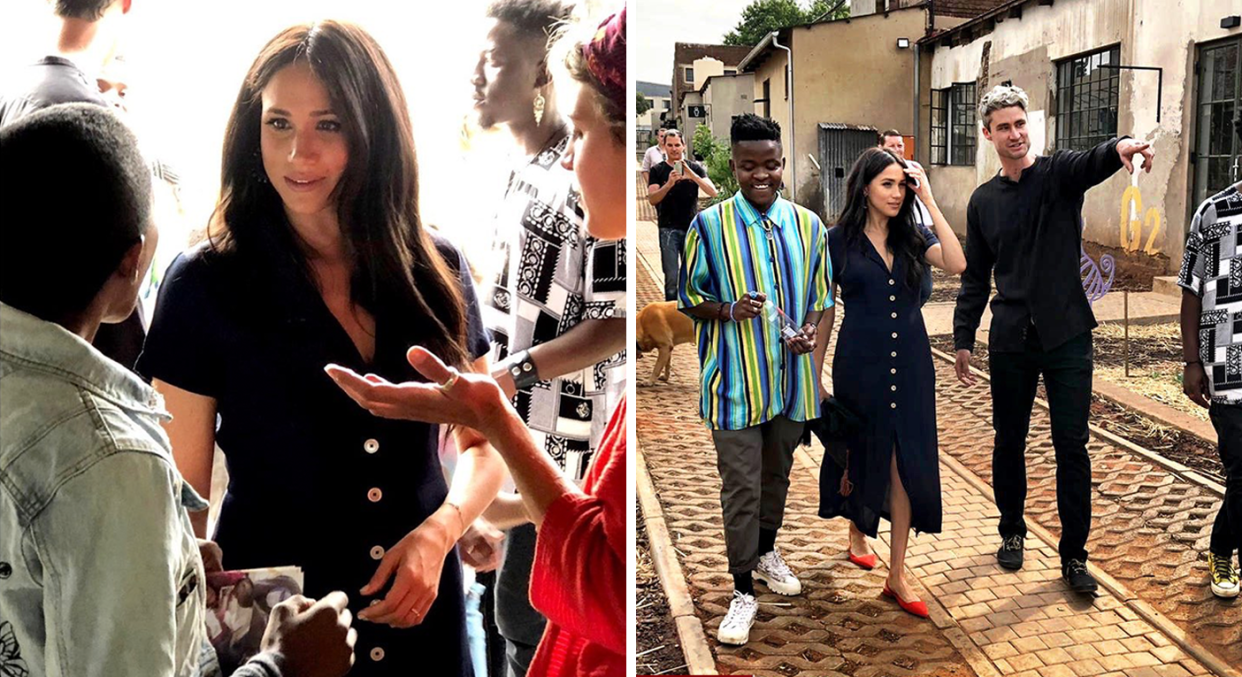 Meghan Markle visited Victoria Yards where she met with local artists and community groups. [Photo: Sussex Royal/ Getty]