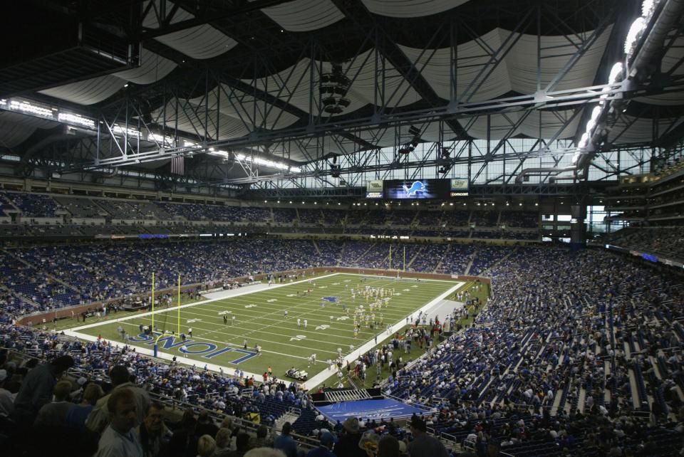 Fans pour into Ford Field before the first regular 2022 season game in the then-new facility for the Detroit Lions.