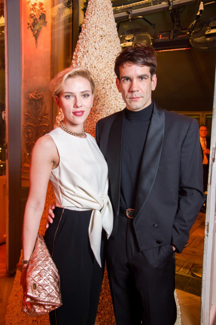 Scarlett Johnansson and Romain Dauriac at the grand opening of their popcorn shop on Dec. 16. They separated last summer. (Photo: Pascal Le Segretain/Getty Images for Yummy Pop)