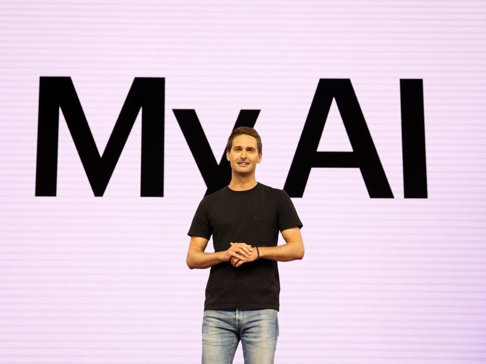 Evan Spiegel auf der Bühne während des Snap Partner Summit 2023.