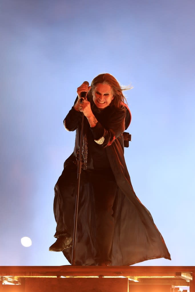 Black Sabbath performs during the Birmingham 2022 Commonwealth Games closing ceremony. Getty Images