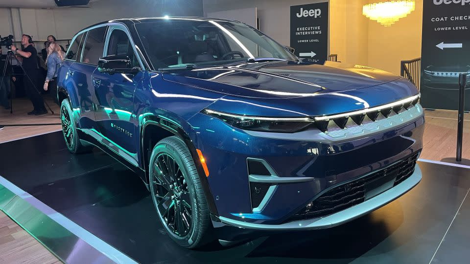 The new Jeep Wagnoneer S electric SUV will have no chrome. - Peter Valdes-Dapena/CNN