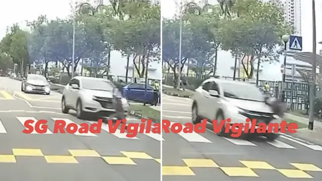 Screen grabs of accident where car crashed into 12-year-old girl at Bukit Batok zebra crossing (Photos: Facebook/SG Road Vigilante - SGRV) 