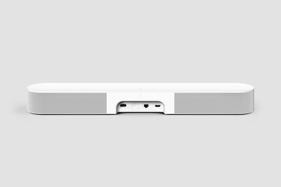 Sonos Beam Gen 2 rear panel on a grey background