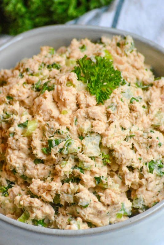 <p>4 Sons R Us</p><p>Salmon salad spread is a versatile alternative to tuna salad. This yummy spread is the perfect, budget-friendly filling for sandwiches, spread for bagels or appetizer dip!</p><p><strong>Get the recipe: <a href="https://4sonrus.com/salmon-salad-spread/" rel="nofollow noopener" target="_blank" data-ylk="slk:Salmon Salad Spread;elm:context_link;itc:0;sec:content-canvas" class="link ">Salmon Salad Spread</a></strong></p>