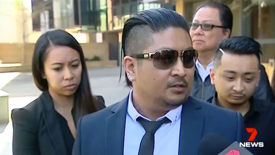 Heartbroken son, Sancho, spoke outside court about the loss of his mother. Source: 7 News