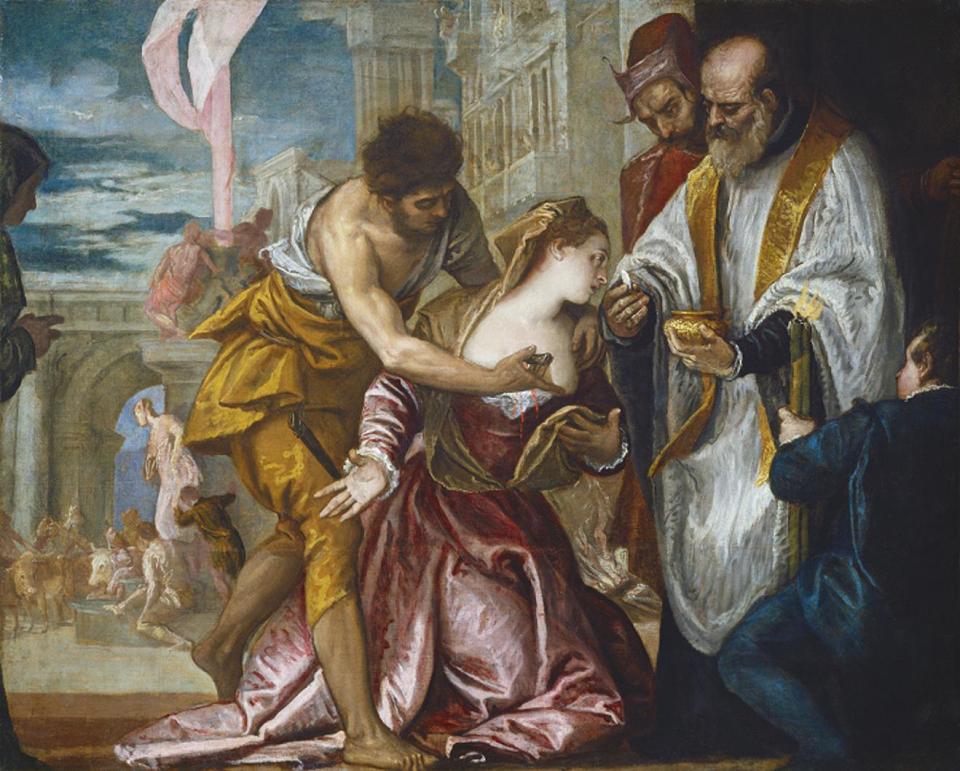 This undated image released by Ringling Museum shows Paolo Veronese's "Martyrdom and Last Communication of Saint Lucy." Veronese captured 16th century Venice in all of its glory: rich people in sumptuous clothing, stunning architecture and vibrant colors. More than 70 of his works are on display at the John and Mable Ringling Museum of Art in Sarasota, Fla. The special exhibit runs through April 14, 2013. (AP Photo/Ringling Museum)