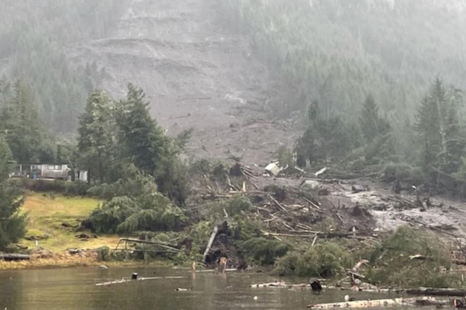 <p>U.S. Coast Guard photo courtesy of USCGC Bailey Barco</p> Aftermath of the Nov. 20 landslide in Wrangell, Alaska