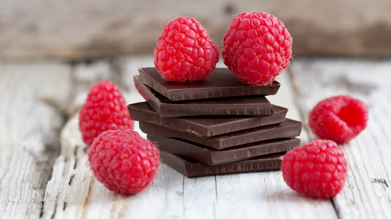 fresh raspberries and chocolate