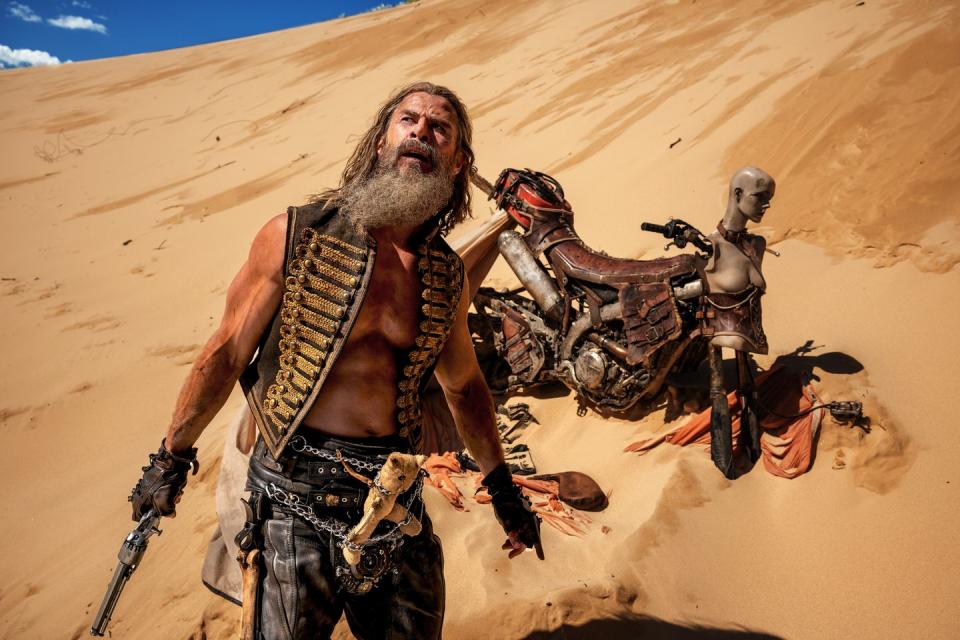 Chris Hemsworth in Furiosa, a Mad Max saga