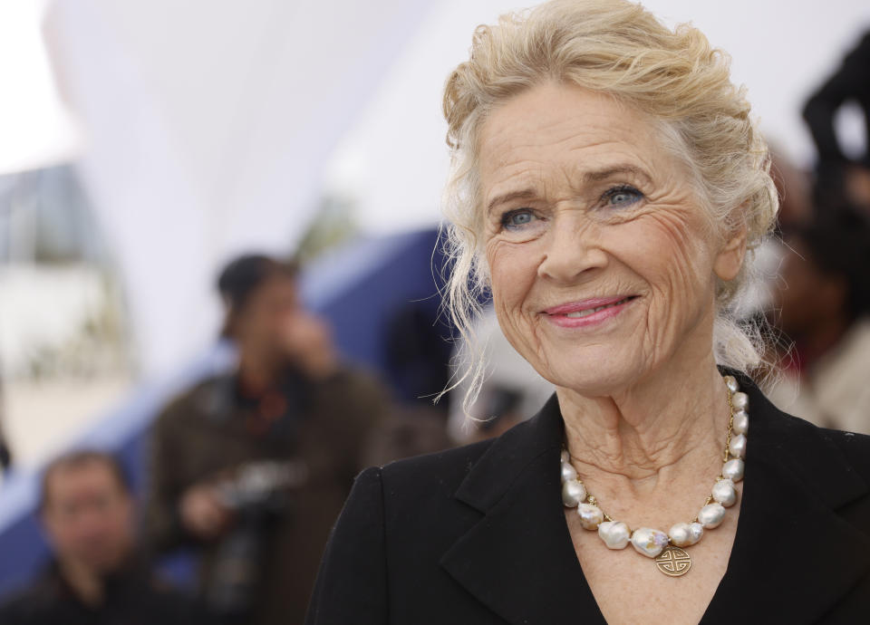 Liv Ullmann poses for photographers at the photo call for the television series 'Liv Ullmann: A Road Less Travelled' at the 76th international film festival, Cannes, southern France, Saturday, May 20, 2023. (Photo by Joel C Ryan/Invision/AP)