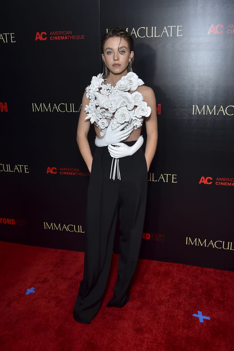 Sydney Sweeney at the "Immaculate" premiere during Beyond Fest in Hollywood on March 15. 